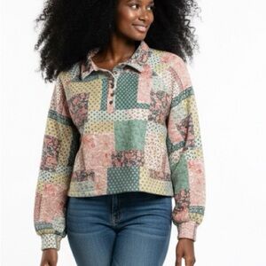 Simply Southern Floral Patchwork Shirt NWT